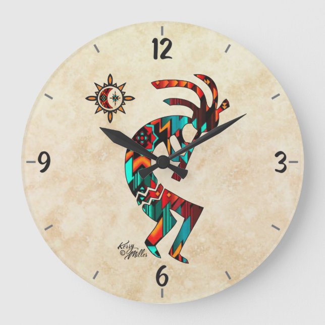 Reloj de pared redonda de Kokopelli (Anverso)