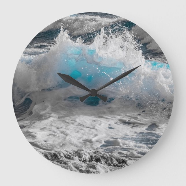 Reloj de pared redonda de la ola del mar oceánico (Anverso)