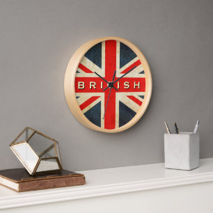 Reloj de pared redonda de la unión británica Jack