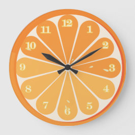 Reloj de pared redonda de Naranja fresco: fruta de