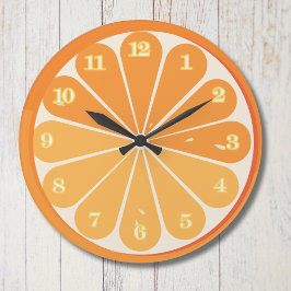 Reloj de pared redonda de Naranja fresco: fruta de
