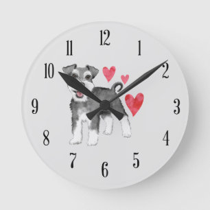 Reloj de pared redonda de raza de perro Schnauzer