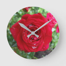 Reloj de pared redonda de té Rosa