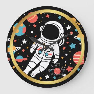 Reloj de pared redonda de temática astronauta con