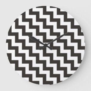 Reloj de pared redonda de zigzags, chevras negras
