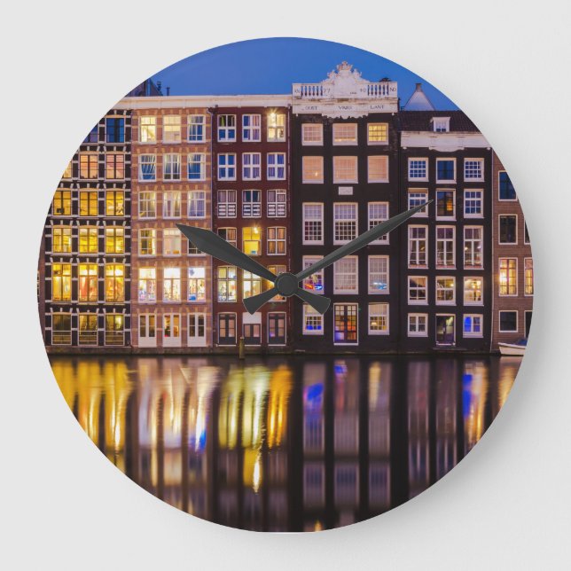 Reloj de pared redonda del edificio de Amsterdam (Anverso)