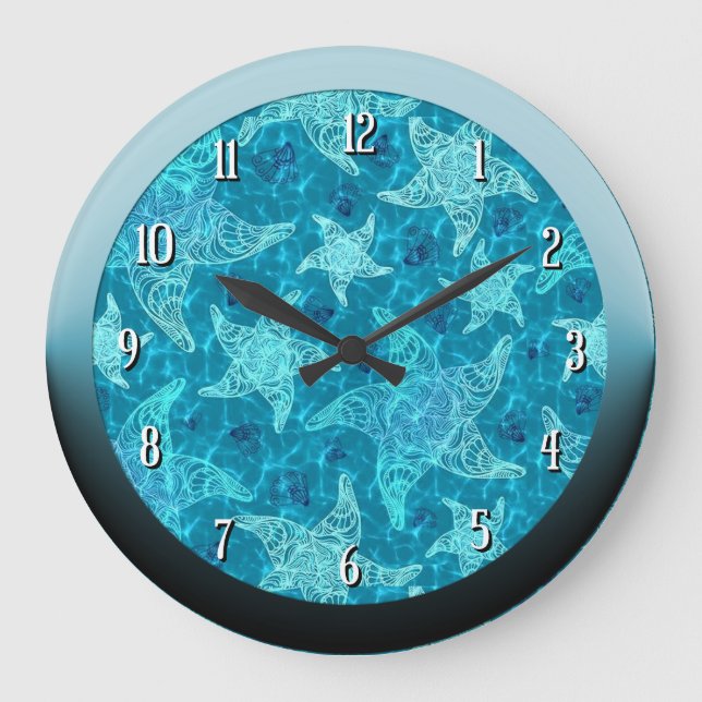 Reloj de pared redonda del patrón Aqua Blue Starfi (Anverso)