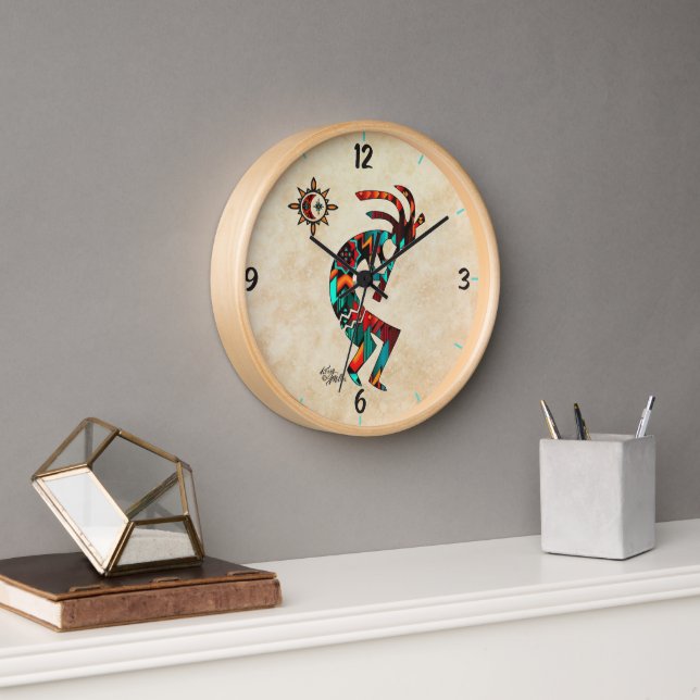 Reloj de pared redonda del suroeste de Kokopelli (Oficina)