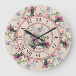 Reloj de pared redonda - diseño floral
