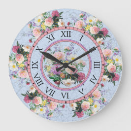 Reloj de pared redonda - diseño floral