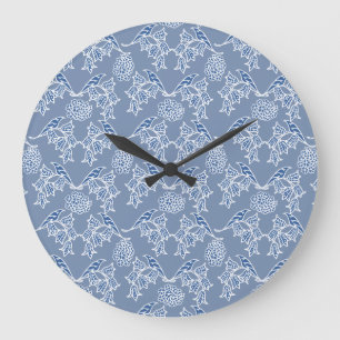 Reloj de pared redonda floral de origen índigo azu