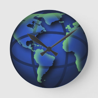 Reloj de pared redonda medio Guay del mundo azul