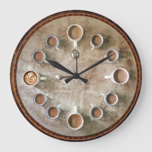 Reloj de pared redonda para amantes del café (Anverso)
