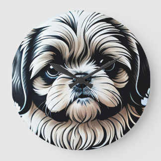 Reloj de pared redonda Shih Tzu