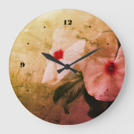 Reloj de pared redondeado (grande) con flores retr