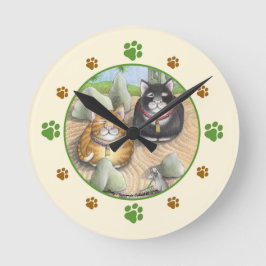 Reloj de pared redondeado (medio) de los gatos med