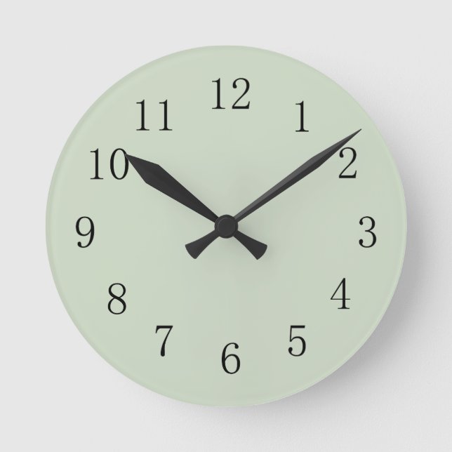 Reloj de pared redondeado verde pastel (medio) (Anverso)