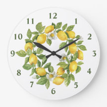 Reloj de pared redondo amarillo verde de los lemon