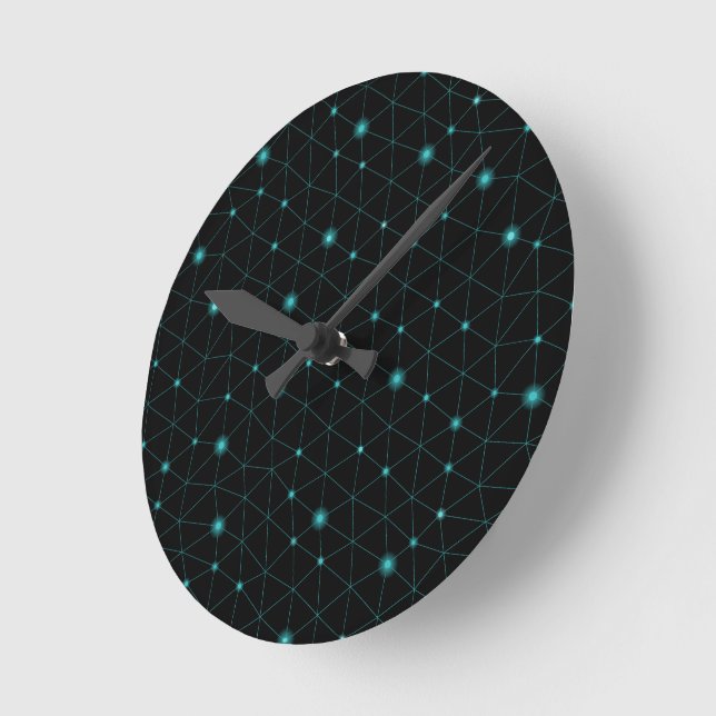 Reloj de pared redondo con cara negra (Ángulo)