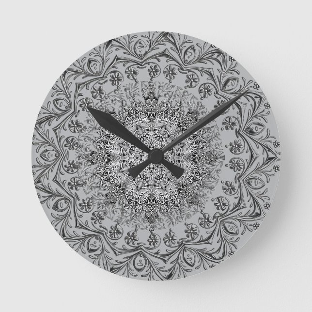 Reloj de pared redondo con elegante patrón de mand (Anverso)