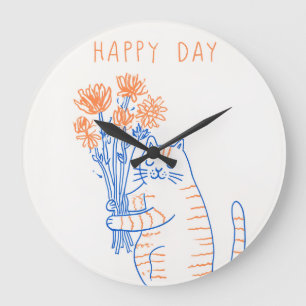 Reloj de pared redondo con ilustración de animal l