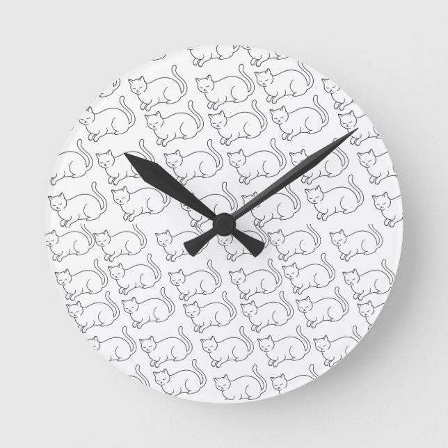 Reloj de Pared Redondo con Patrón de Gato Dormido  (Anverso)