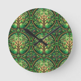 Reloj de pared redondo con un vibrante patrón de á