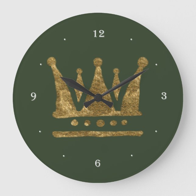 Reloj de pared Redondo Corona Dorada (Grande) (Anverso)