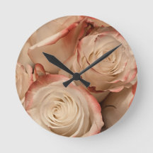 Reloj de pared redondo de acrílico con rosas de pu
