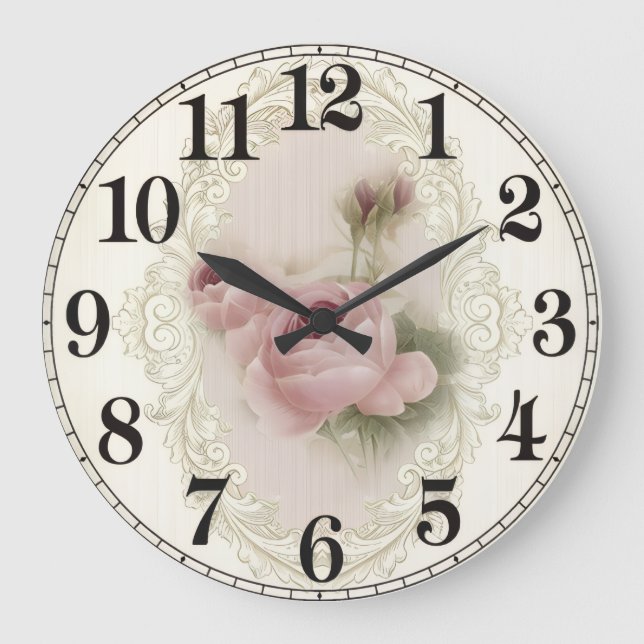 Reloj de pared redondo de acrílico Floral Elegance (Anverso)