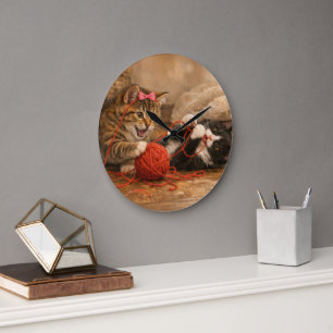 Reloj de Pared Redondo de Acrílico Gatitos Jugando
