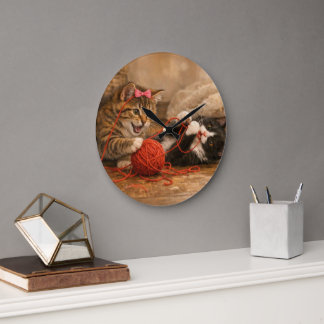 Reloj de Pared Redondo de Acrílico Gatitos Jugando