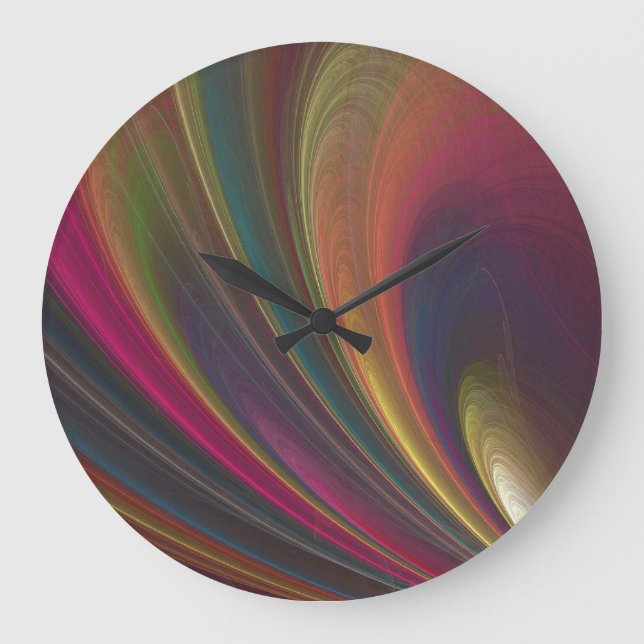 Reloj de pared redondo de arcoíris fractal abstrac (Anverso)