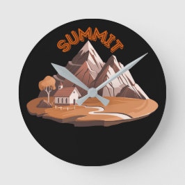 Reloj de pared redondo de aventura de montaña Summ
