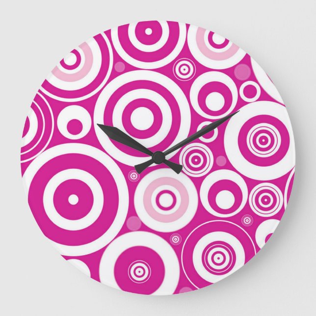 Reloj de pared redondo de círculos rosados concént (Anverso)