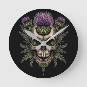 Reloj de pared redondo de cráneo escocés Bol osc
