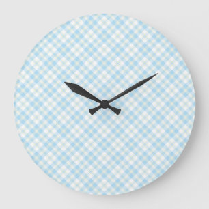 Reloj de pared redondo de cuadros azul cielo y bla