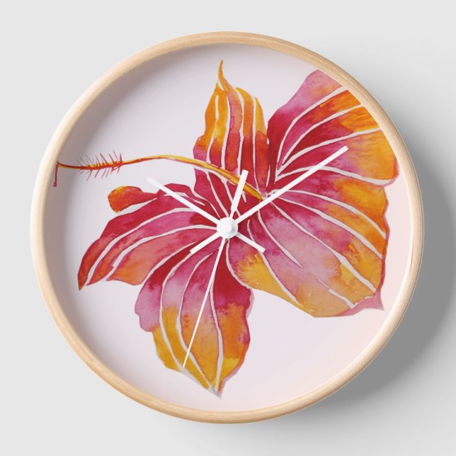 Reloj de pared redondo de flor hawaiano Hibiscus ( (Anverso)