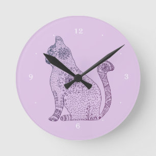 Reloj de pared redondo de gatos de Mandala (medio)