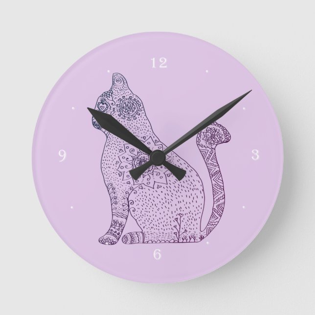 Reloj de pared redondo de gatos de Mandala (medio) (Anverso)