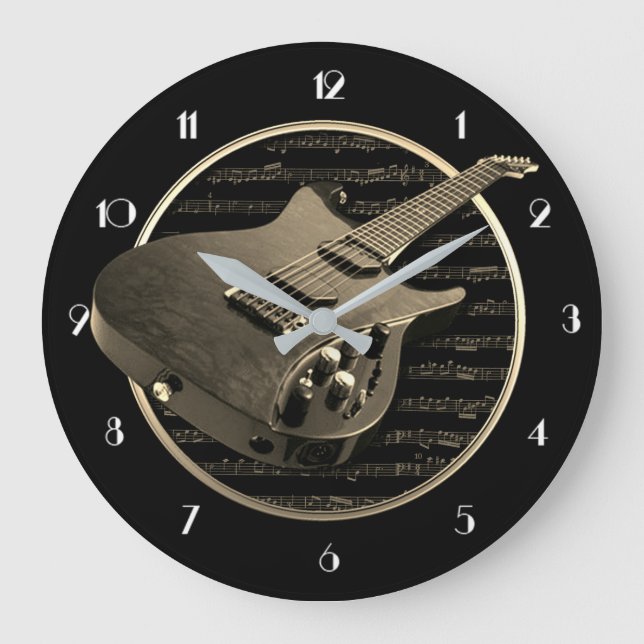 Reloj de pared redondo de guitarra eléctrica de or (Anverso)