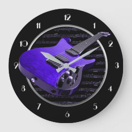 Reloj de pared redondo de guitarra eléctrica púrpu