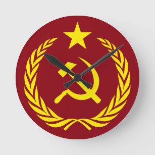 Reloj de pared redondo de la bandera comunista de