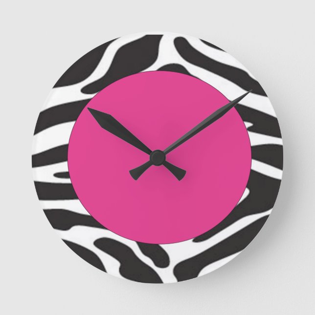 Reloj de pared redondo de la cebra de las rosas (Anverso)