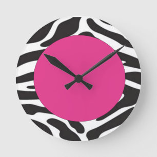 Reloj de pared redondo de la cebra de las rosas