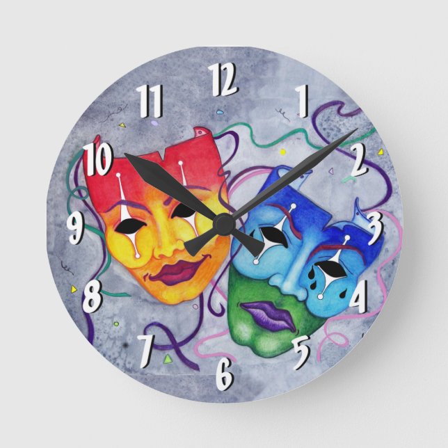 Reloj de pared redondo de la comedia y de la (Anverso)