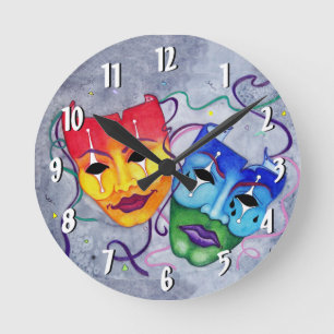 Reloj de pared redondo de la comedia y de la