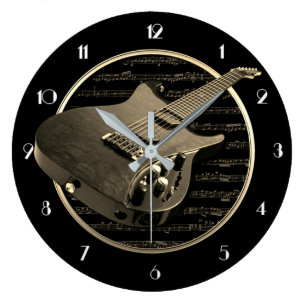Reloj de pared redondo de la guitarra eléctrica