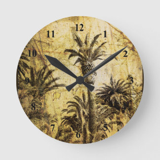 Reloj de pared redondo de las palmeras de