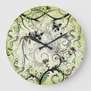 Reloj de pared redondo de las vides de la hoja de